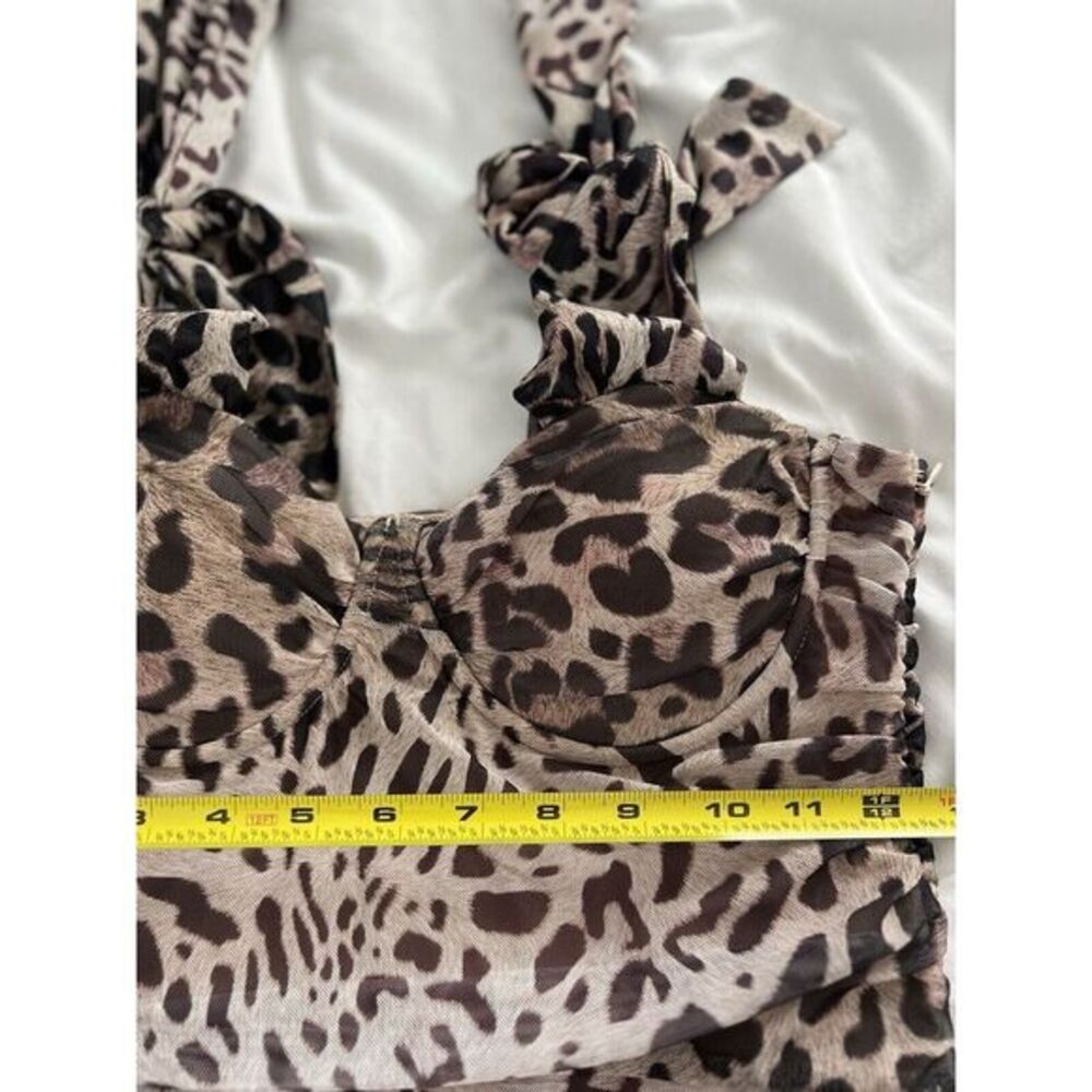Guess Women's Medium Tecla Bow Jaguar Cat Print Ruffled‎ Padded Bust Dress - Picture 12 of 15